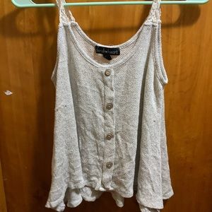 Knitted flowy tank with lace straps